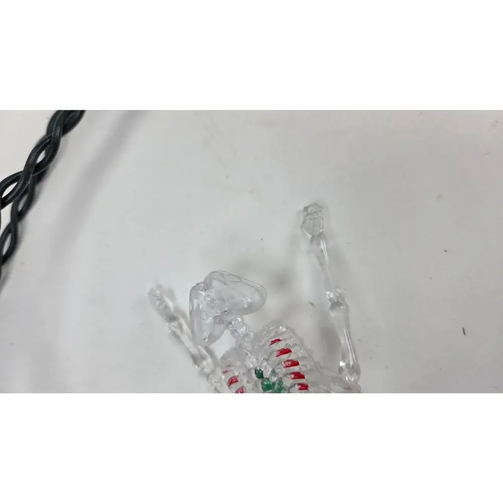 Halloween Skeleton String Flashing Lights 10 Light Set Tested Working